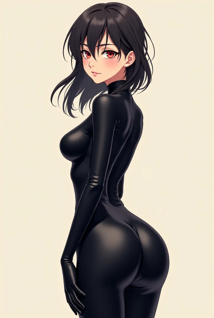 She has a cool personality and is calm, but she is weak to humiliation and has a big butt.、Heavy makeup、Japanese catsuit woman