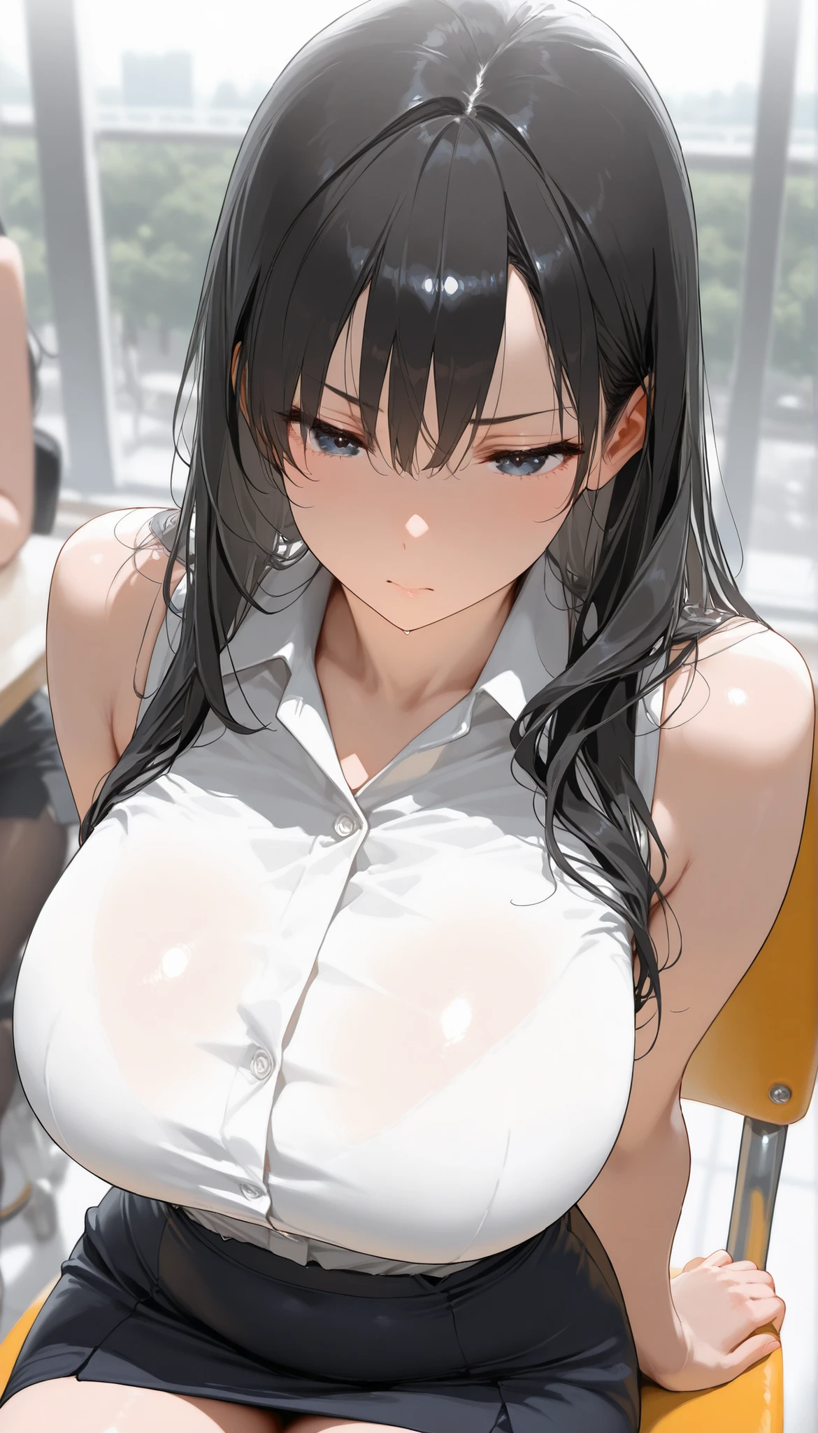 nsfw,（show off nipple:1.0）、satin_Ruiko、White shirt