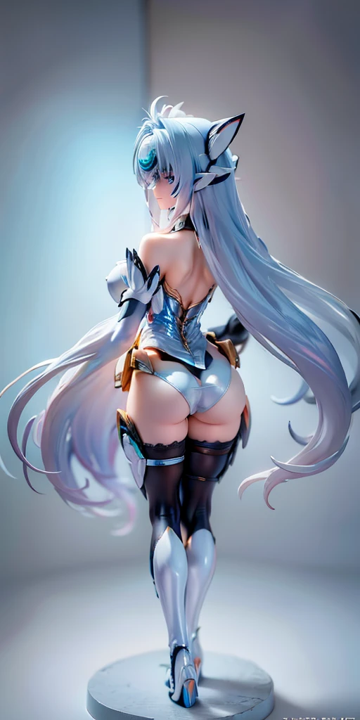 back view, back view,Best quality，chedevr，final resolution，courteous，extremely colorful，color， Aqua Konosuba，(pearl white leather corset:1.4)，black stockings,More detailed 8K.unreal engine:1.4,uhd,La Best quality:1.4, photorealistic:1.4, skin texture:1.4, masterpiece:1.8,First job, Best quality,Объект Object], (detailed facial features:1.3),(inside the blue gym:1.4),(long blue hair:1.4),（Beautiful and detailed description of the eyes）,(detailed hands:1.4), big ass, (White sportswear:1.4), ultra detailed,Detailed eyes,(White silk bra＆panties:1.4),Transparent house for panties、( Sexy white corset:1.4)., Half, (Long white leather boots:1.4), motif