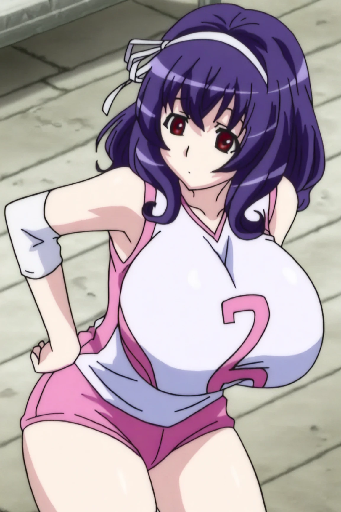 rifa,1 girl,(purple eyes, purple hair),bangs,Long Hair,((cheerleader:1.3),(latex:1.4),(pink tube top bra:1.4),thighhighs, underwear,collarbone, (earrings:1.2), elbow gloves, navel,pink bow, (pink mini skirt:1.2),(nape,cleavage, collarbone:1.3),
blond short hair,two side up, hair ornament, holding pom poms,(cameltoe:1.2),
(sweat:1.1),wet,smile,open mouth,(dancing,outdoors:1.3), (nipples visible through clothes:0.7), 
20 years,young woman,beautiful long legs,beautiful body,
beautiful Nose,beautiful character design, perfect eye, perfect face,expressive eye,Perfect balance,
View your audience,(Focus on her face), (Innocent_big_eye:1.0),
Anime art style,Dynamic Angle,Official Art,Very detailed CG Unity 8k wallpaper, Perfect lighting,colorful, bright_front_face_Lighting,White skin,
(masterpiece:1.0),(Highest_quality:1.0), 超High resolution,4K,Very detailed,
photograph, 8k, High resolution, High resolution, (Absurd:1.2), Kodak Portrait 400, Film Grain,  Lens flare, (Vibrant_color:1.2),Professional Photograph,
(beautiful_Big Breasts:1,3), (beautiful_face:1.4),(narrow_Waist),