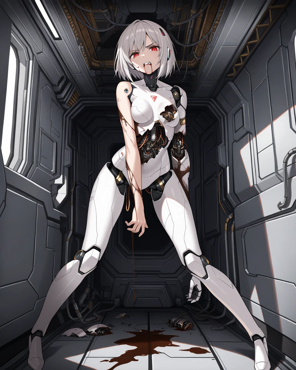 UHD, retina, ccurate, anatomically correct, super detail, high details, high quality, best quality, HD, 4K,{{{mkm1, short hair , bob cut , brown eyes}}}, science fiction, girl into machine box, {{{machine wall on both sides of the girl}}}, machine box, cables, wire, {{{mechanical restraints}}}, {{stationary restraints}}, nsfw, {vagina,Inserting a device, dildo}, 1 girl, completely nude, {{{suspension girl}}}, {{limbs connecting to machine box, limbs inside machine box}}, {{girl stuck in the machine box}}, navel, pussy, open mouth, raised eyebrows, {{sad}}, {{tearful}}, sweat, adult, medium breast, indoor, {inside machine box}, facing viewer, from outside, perfect face, perfect anatomy, intricate, (highly detailed),mechanical_restraints,brainwashnaked ,topless ,pussy ,detailed pussy ,nipple ,go commando, braless ,transformation,(amputee, quad amputee:1.4)