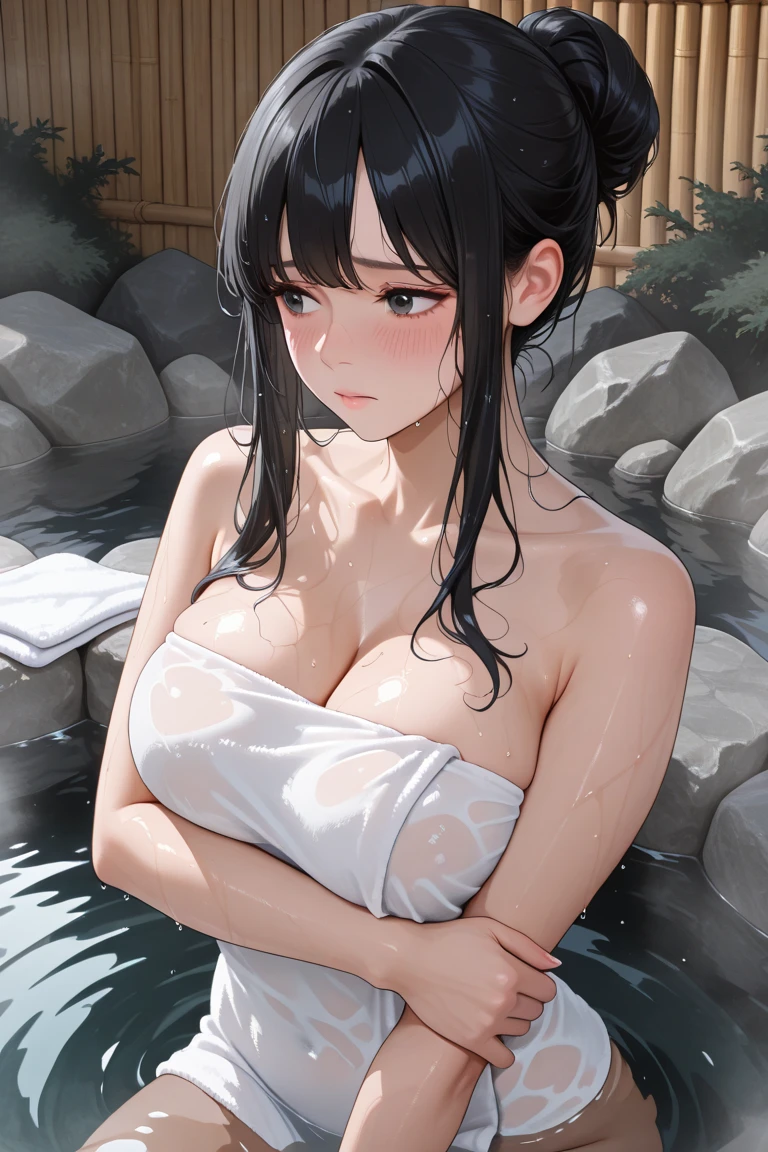 nsfw:1.2,Highest quality、Ultra-high resolution、Detailed Background、masterpiece、Anatomically correct、Detailed face、Beautiful face in every detail、cute20代の美少女、Black Hair、Braided Bob、Huge breasts:1.2、Realistic、Perfect body line、Calm atmosphere、Express yourself with confidence、charm、Wide waist、obesity:1.1、Completely naked
(Enjoying the hot springs with a slightly embarrassed look on her face:1.5)、(Cowboy Shot:1.3)、Completely nakedで温泉に浸かる、
Hida'Onsen areas are places where you can enjoy beautiful nature and hot springs..、
We also recommend relaxing at hot springs in Gifu Prefecture, such as Gero Onsen and Kusatsu Onsen..、cute、Thin pubic hair、(grabbing own breasts:1.5)、Wet body:1.2、((Wide-open legs:1.8))、Ring on left ring finger