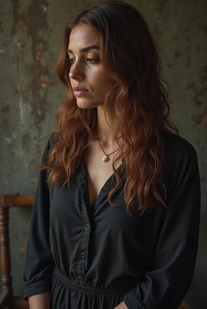 A full body photorealistic of a stunningly beautiful mid-brown red-haired female supermodel lookalike of twenty-five-year-old Sarah Michelle Gellar, with a very seductive look and deep low clothes, light make-up, extremely detailed fire-red-eyes, detailed symmetric realistic face and body, extremely detailed natural texture, dramatic spooky lights and a mid-heavy mist, peach fuzz, windy messy hair, masterpiece, absurd res, award-winning photo by lee jeffries, Nikon d850 film stock photograph, Depth of field, camera af1. 6 lenses, extremely detailed, amazing, fine detail, rich colors, hyper-realistic lifelike texture, dramatic lighting, unreal engine, trending on artstation, cine still 800 tungsten, looking at the viewer, photo-realistic, RAW photo, TanvirTamim, high quality, high-res, sharp focus, extremely detailed, cinematic lighting, 8k UHD.