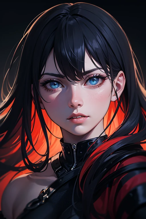 RPG Hero,Hero with Gray Hair and Red Eyes,The Devil with Black Hair and Blue Eyes Behind the Hero {x},Realistic Portrait Style,4K,high resolution,ultra-fine,Created by Experts,realistic,bright colors,bokeh,Solemn Atmosphere,Spectacular Evening Scenery,mystical atmosphere,Emerging in the Dark