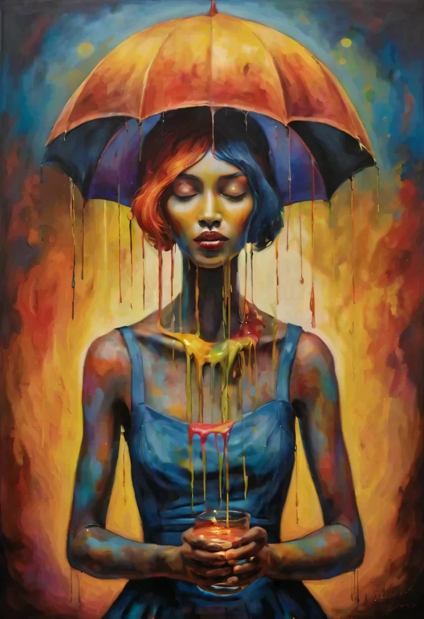 (Artistic Masterpiece of Romantic Life) ( (Themed Art of Life) ( (Conceptual Art) (NFT Exclusive) (Fauvism Work) ()”) Where visual poetry transcends traditional boundaries and embraces the dynamic interplay between creativity and technology Takes),dripping paint,darkart,style, in the style of esao andrews