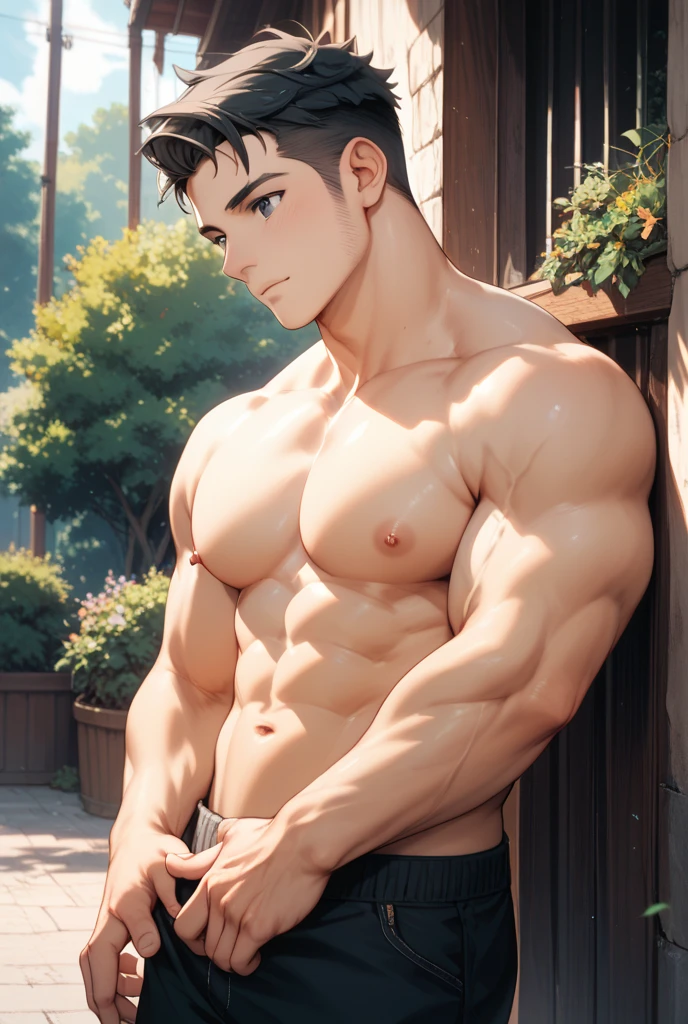 Muscular manga man