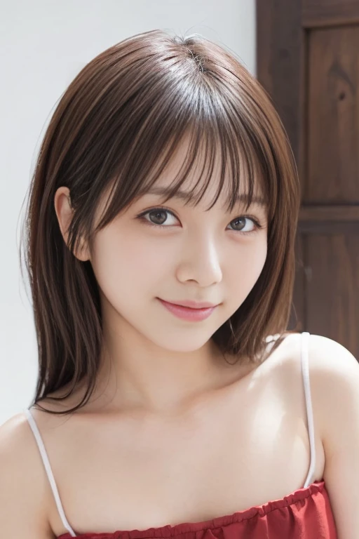 nude、 NSFW、 Sexy expression、 , Skin color, big , smile, (8K, RAW Photos, Highest quality, masterpiece:1.2), masterpiece, super detailed, super high quality, (Realistic and photorealistic photography:1. 37), High-resolution RAW color photos, Very delicate and beautiful, highly detailed, 8K壁紙, wonderful, detailed, Very eye, very detailed, very detailed skin, very thin fingers, very detailed nose, very detailed mouth, Perfect Anatomy, Upper Body, swimming, Transparency, Nogizaka idol, Korean Idol, idol carving'Temporarily stop, From above, Looking into the camera,