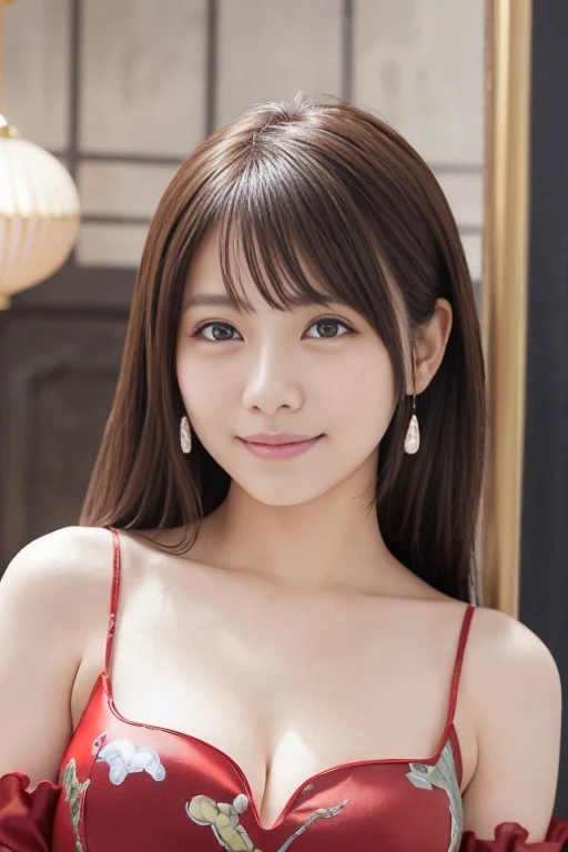 (8K、Raw photography、Photorealsitic:1.25)、1little girl、15 year old woman with beautiful perfect face、Happy expression of blissful time、Eating steak at a fancy restaurant、profile、Knives and forks、one piece dress、Detailed eyes、lipgloss、long eyelashes beautiful look、shiny bare skin、top-quality、超A high resolution、