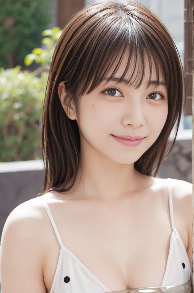 (8k), (highest quality: 1.2), (Realistic), (Realistic: 1.37), Ultra-high resolution, 1 girl, Head to knee photo、cute, smile, Mouth closed, Beautiful details, Beautiful Nose, whole body, Wet Hair, Giant Dulcefo, pork, , (Large Breasts)、Saggy breasts、Soft Breasts、Overflowing breasts、カシミヤのセーターでは隠しきれないLarge Breasts、Voluptuous thighs、Odd Eye、Heterochromia iridis
