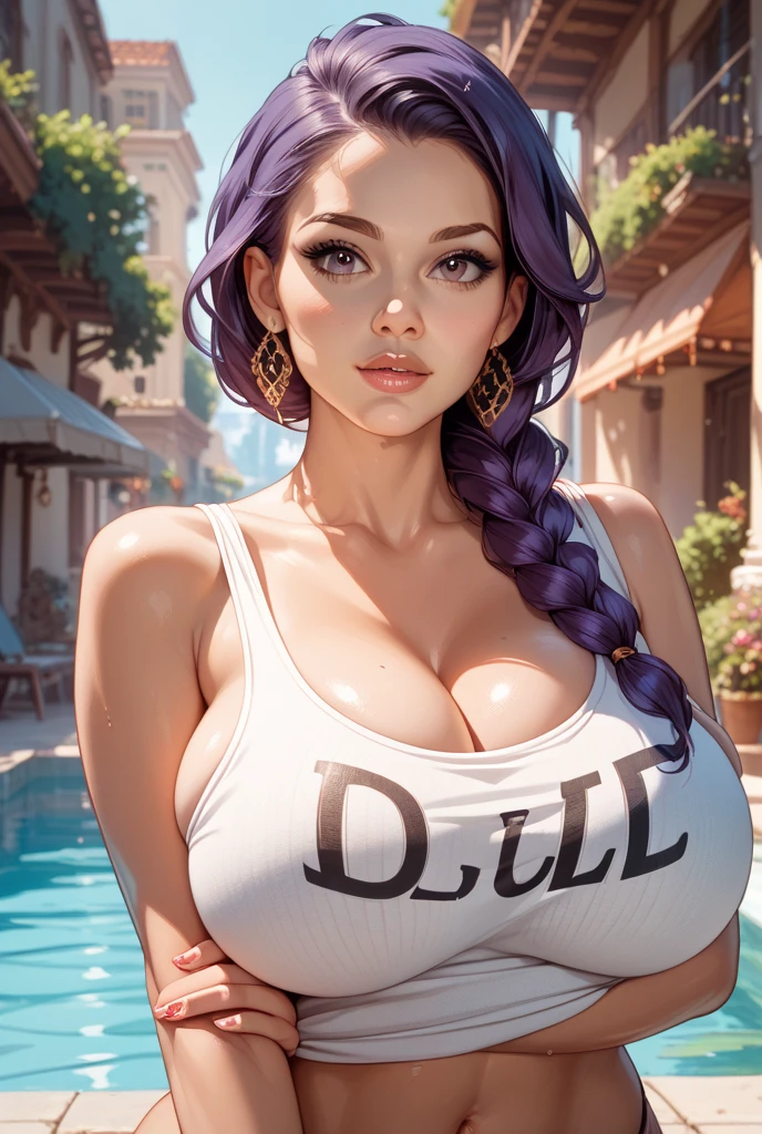 (Masterpiece:1.4), (best quality:1.2), <lora:qiyana3in1 (10):1>, true damage qiyana, 1girl, pink bra, halterneck, leggings, jewelry, single hair bun, blue hair, multicolored hair, upper body
