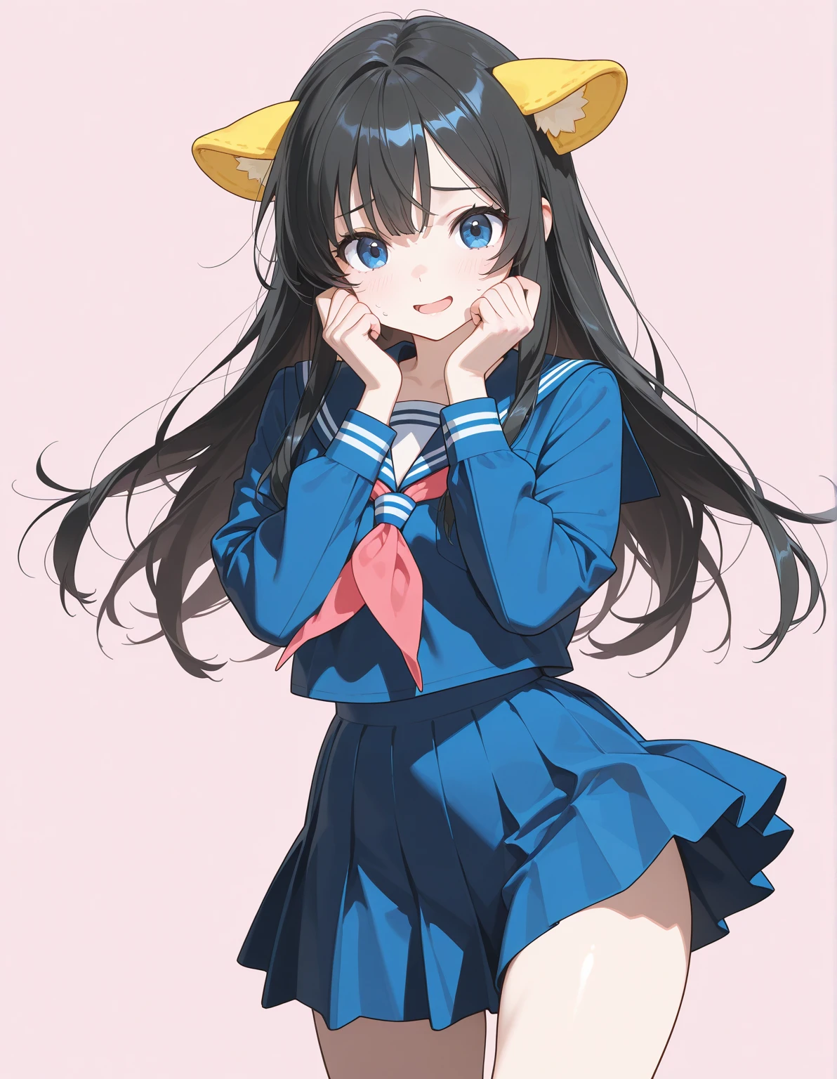 high quality、woman、Sailor suit、skirt、Pants with light blue ribbon、Panties in full view、Erotic、