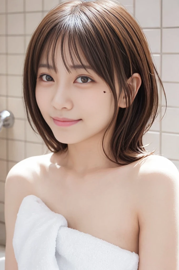 During the bath、Duck toy in the bathtub、Cute woman asking for a kiss、She looks at me with a look that says she wants to be held.、Small bust size、Sculpted body、Moistened skin with lotion、highest quality, Super detailed, cute, Childish expression, Lovely, sexy, device, Very detailed, 4K, 8k, highest quality, 超highest quality, beautiful, Genuineistic, Genuine, Looking up from below, Morning, , beautiful light brown hair, beautiful eyes, short hair, Earrings, Light Smile, blush, Lens flare, Cowboy Shot、Completely naked、Watching the audience、looking at the camera、Hairy pubic hair、Pubic hair is coarse、Sweaty、Temptation Pose、Tears and confusion、Front standing pose、Her breasts are cute、Soft and smooth skin、Put your face close to me and peer in、