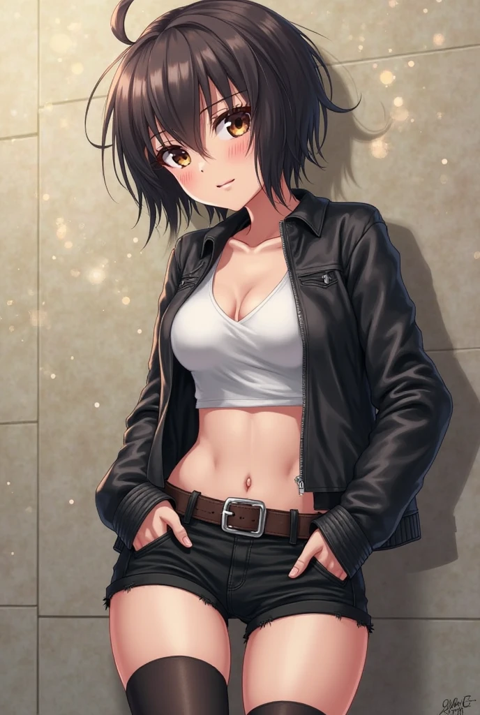 1girl, solo,(best quality),(masterpiece:1.1), full body, dynamic angle, looking_at_viewer, big breasts, short hair, (yellow clothes), cute, clear facial skin,