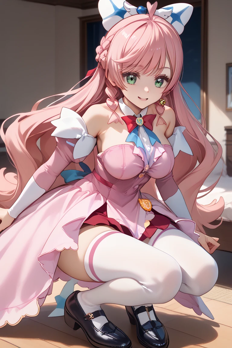 pink dress、frills、ribbon、puffy short sleeves、little princess pichi,huge breasts,young girl,small 、squat with legs apart、lace fancy panties、lace underwear,Please open the white love juice on your thighs.、Drip a large amount of love juice、blush、embarrassed look、colorful costumes、large amount of liquid leaky panties get wet、Panties are transparent、tiara