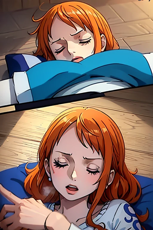 1 anime girl, secretary ,anatomically correct, blowjob, short orange hair, messy hair, very messy hair, beautiful blue eyes, nerdy glasses , tears in her eyes, small boobs, white office shirt unbuttoned, giving a blowjob to the viewer, dick in her mouth, deepthroat blowjob, oral sex, blowjob pov, higher angle, front view, visible girl's ass, perfect ass, thong, 8k, best quality