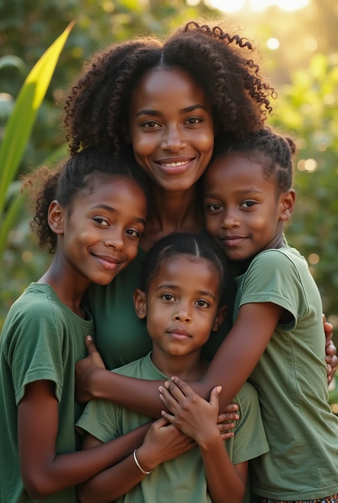 3 filles noirs de 10 ans et 3 garçon qui travail en classe