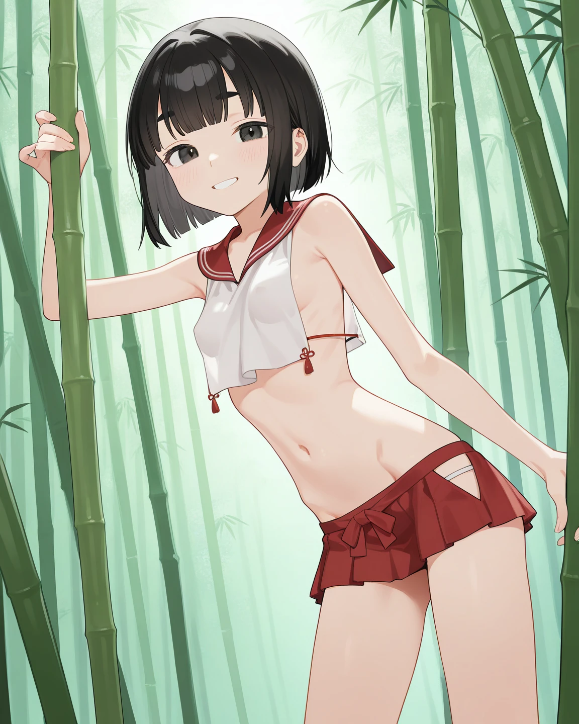 highest quality、Very delicate and beautiful、Very delicate and beautiful、(Beautiful eyes)、Pink Eyes、I、I、、13 years old 、Japanese、、Chiquita、(Black Hair)、((Pink leotard))、(High leg)、Tiara on head、Laughter、standing、Looking forward、The background is the heavenly world、The background is the sky and clouds