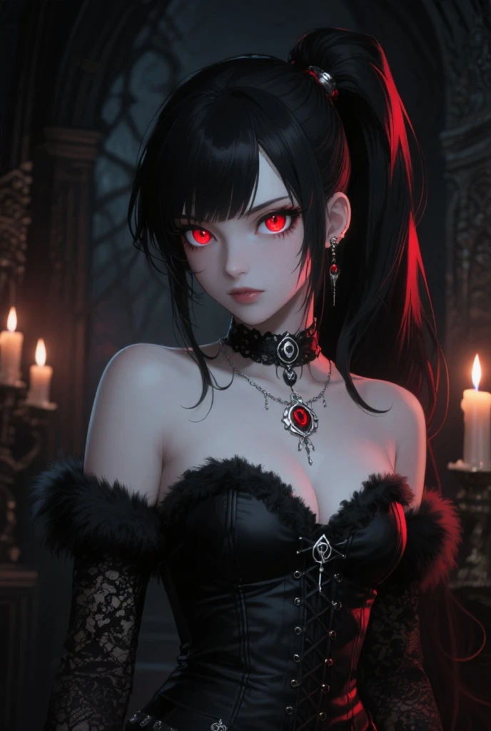Vampire girl Shalltear Bloodfallen: Overlord anime, best quality, masterpiece, (realistic:1.2), Front, detailed face, (((masterpiece))), (((best quality))),(((extremely detailed))), illustration, mysterious,