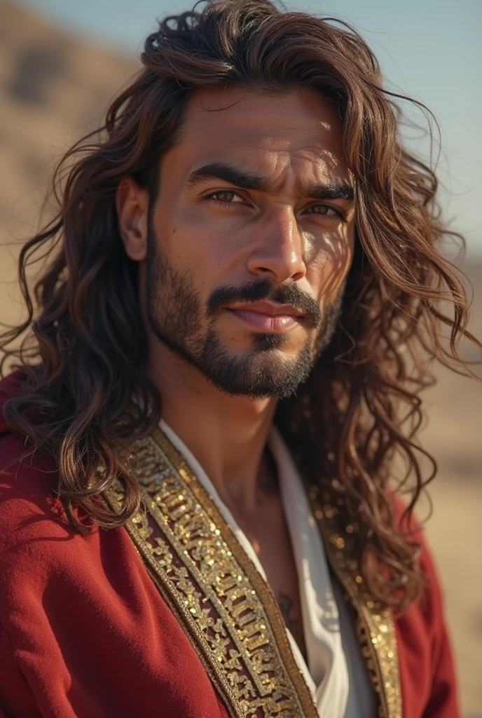 avatar de um homem jovem  , branco, forte , with appearance would be wide jaw , barba , olhar penetrante , cabelos ruivos , usando bandana roxa , imagem de fundo escuridao com raios e efeitos de fogo