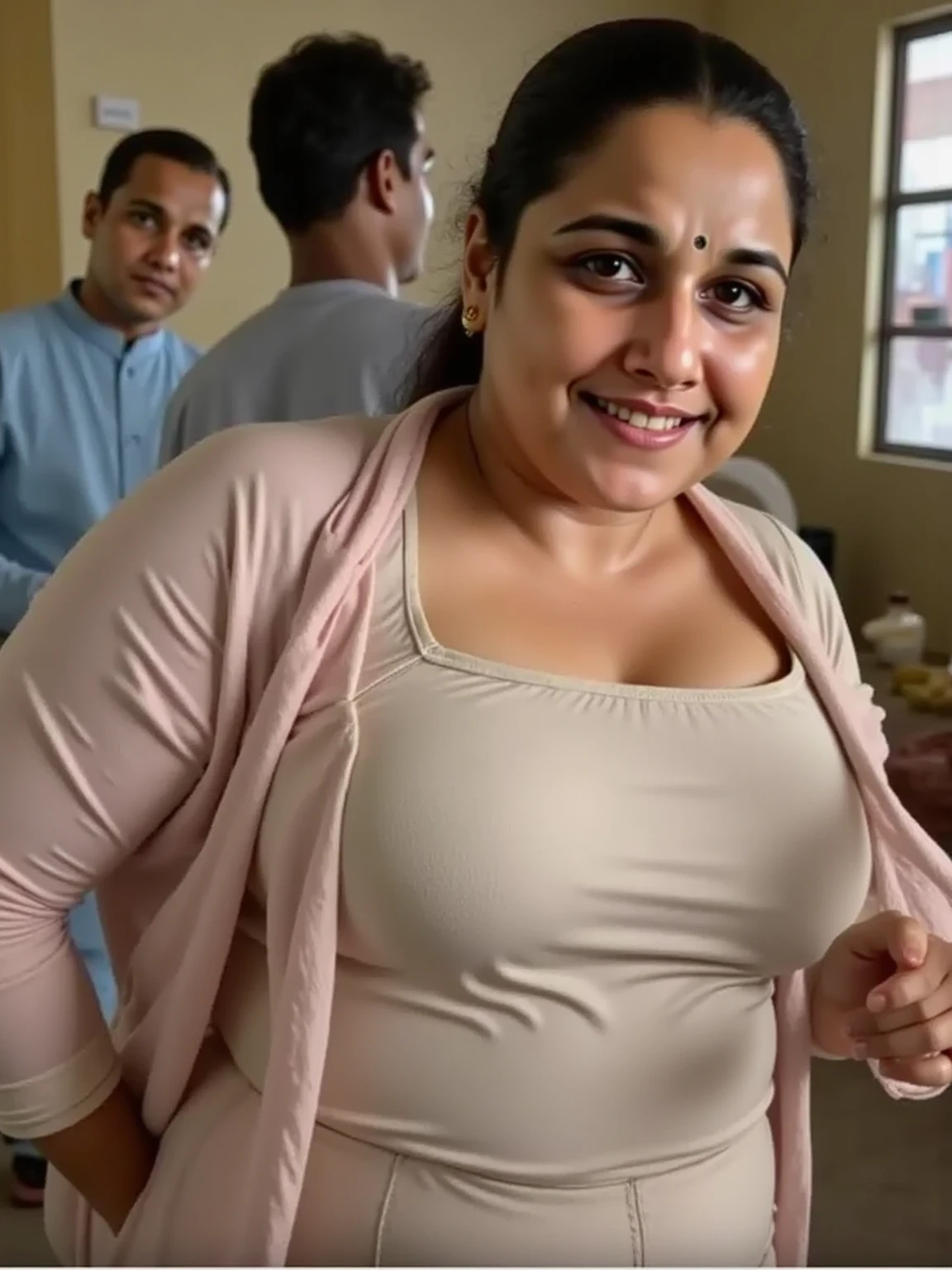 " 2woman, 35 Years Old, Indonesian , Lesbian Scene, Tank Top, big , full body, Curvy body, sharing Passionate hug and eating pussy