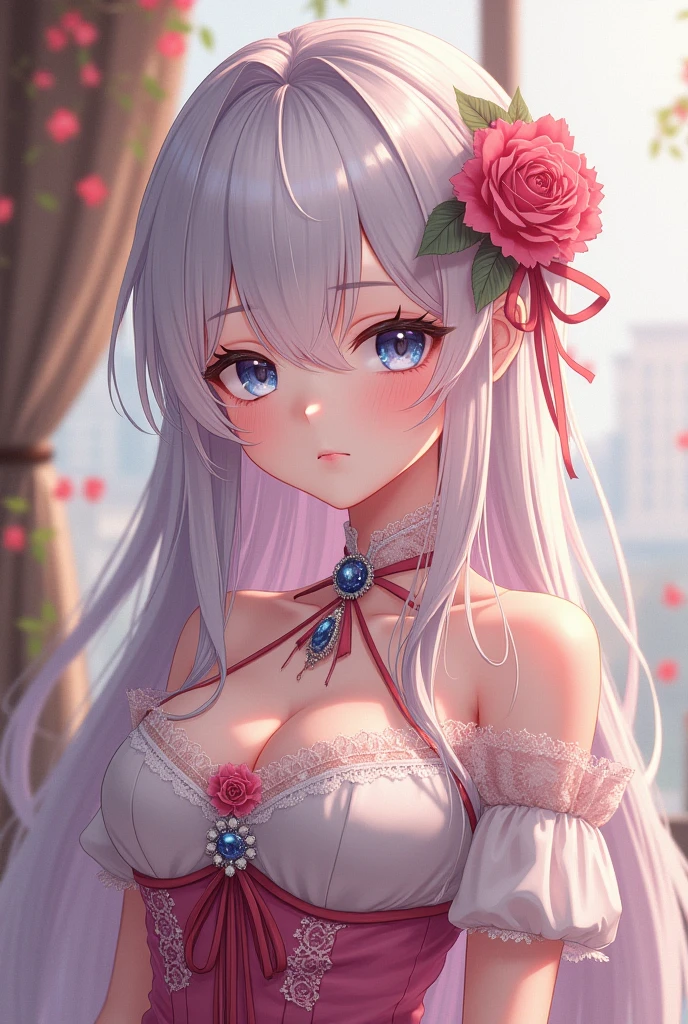 Anime style girl with her tits out