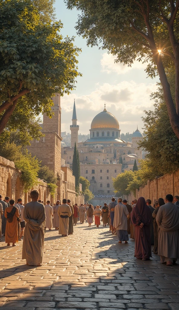 a city where many prophets from different times are speaking, all biblical , in the setting of a city like Jerusalem in the first century