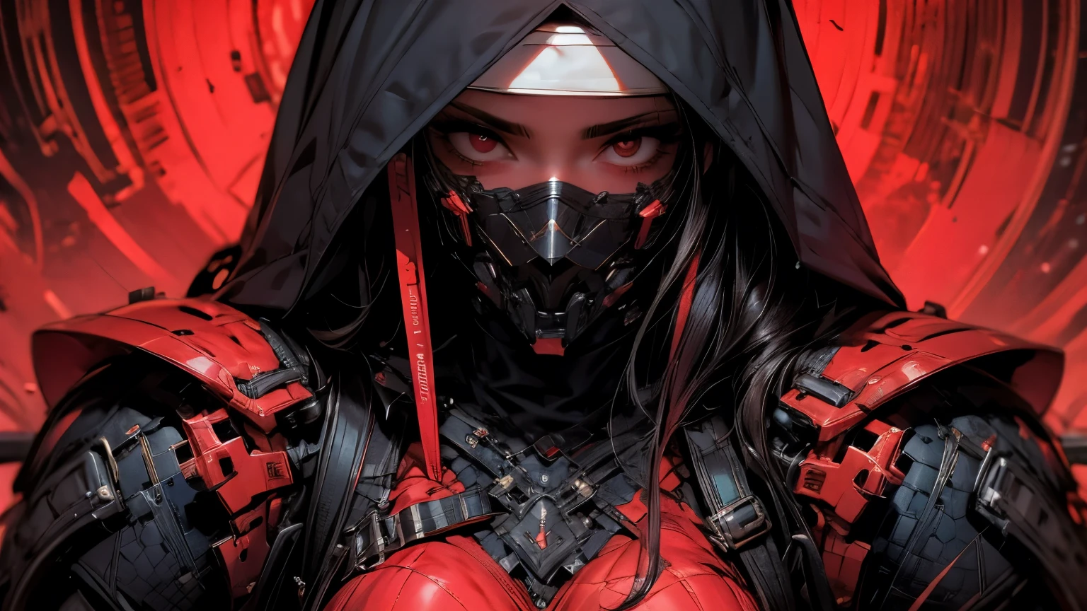 (masterpiece:1.1), (best quality:1.1), (flat colors:1.2), BREAK,
(dark fantasy:1.1), (red theme:1.1), BREAK,
(solo:1.2), (upper body:1.0), (dynamic:1.0), (nun:1.1), (bio mechanical:1.0), (cybernetic parts:1.1), (large breasts:1.0), (tactical vest:1.0), (with buckle and tape:1.0), (mouth mask:1.0), 