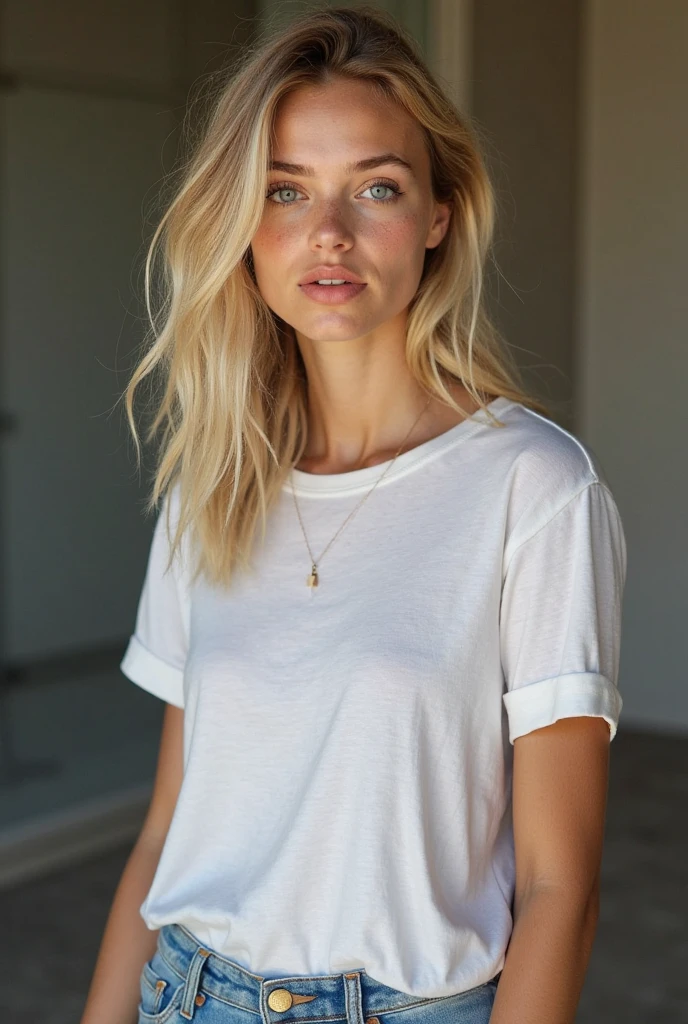 blonde girl, light contrast, hard shadows