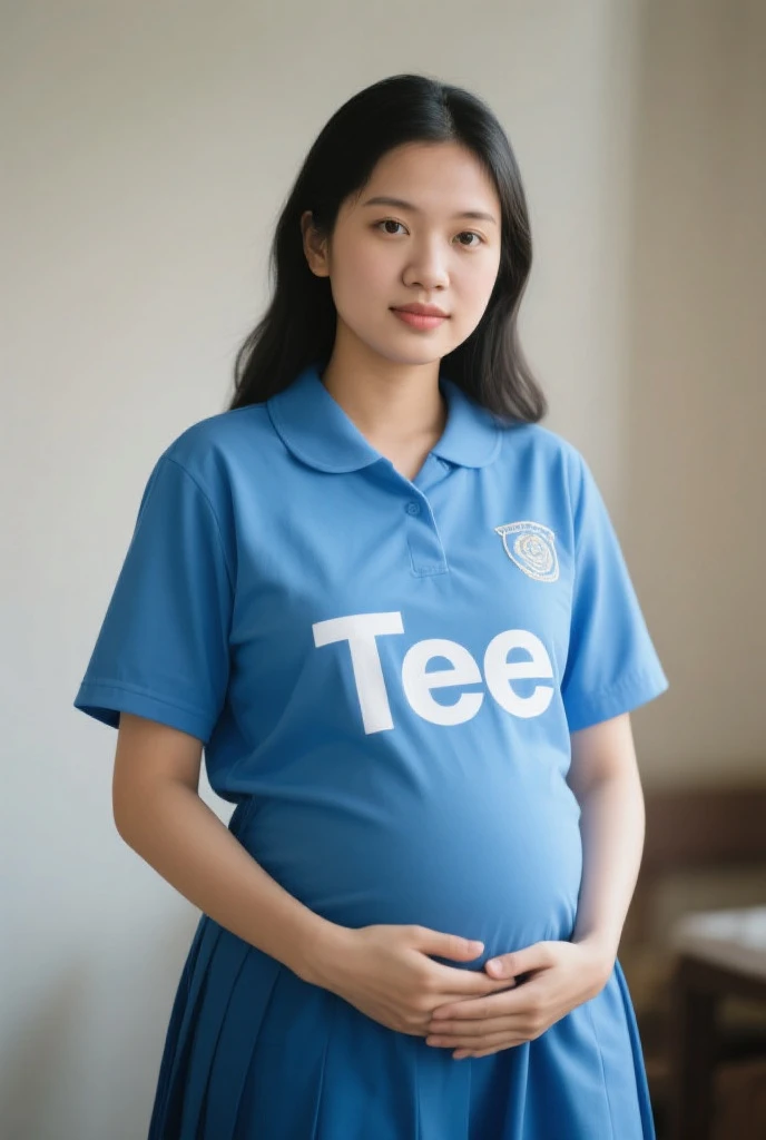 (masterpiece, best quality:1.2, perfect hands, parfect fingers, parfect face, high resolution, high detail, 16k), 1 girl, solo, (((junior, teen, teen age, junior student, little age, young, young age, 10 years old, baby face, cute))), japanese girl,very short hair, summer cloth, ((pregnant)), smile, cowboy shot,