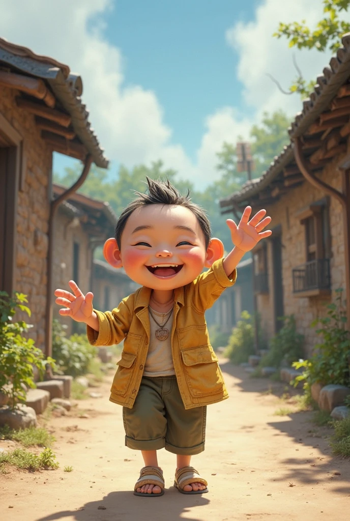 a cute little jackie chan character, intrinsic details, masterpiece, hyper realistic , hd , 8k