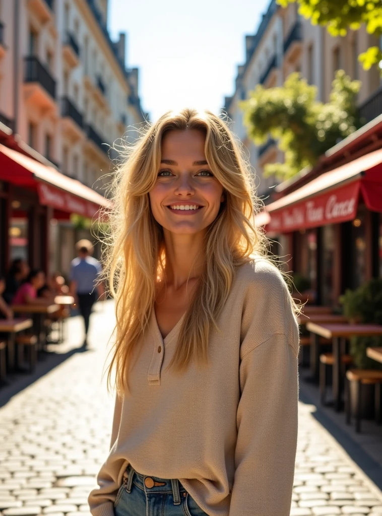 femme, blonde, souriante, 23 ans, rire, rue, paris, montmartre, chemise, alcool