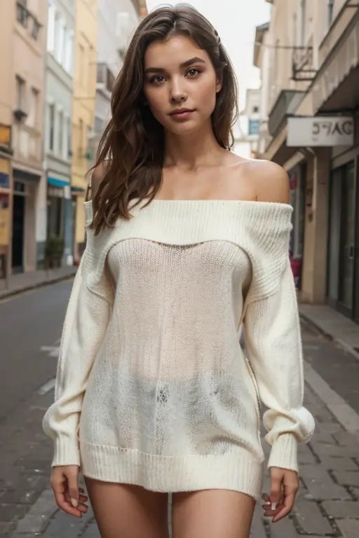 ((best quality)), ((masterpiece)), (detailed), 1girl, off-shoulder sweater, 