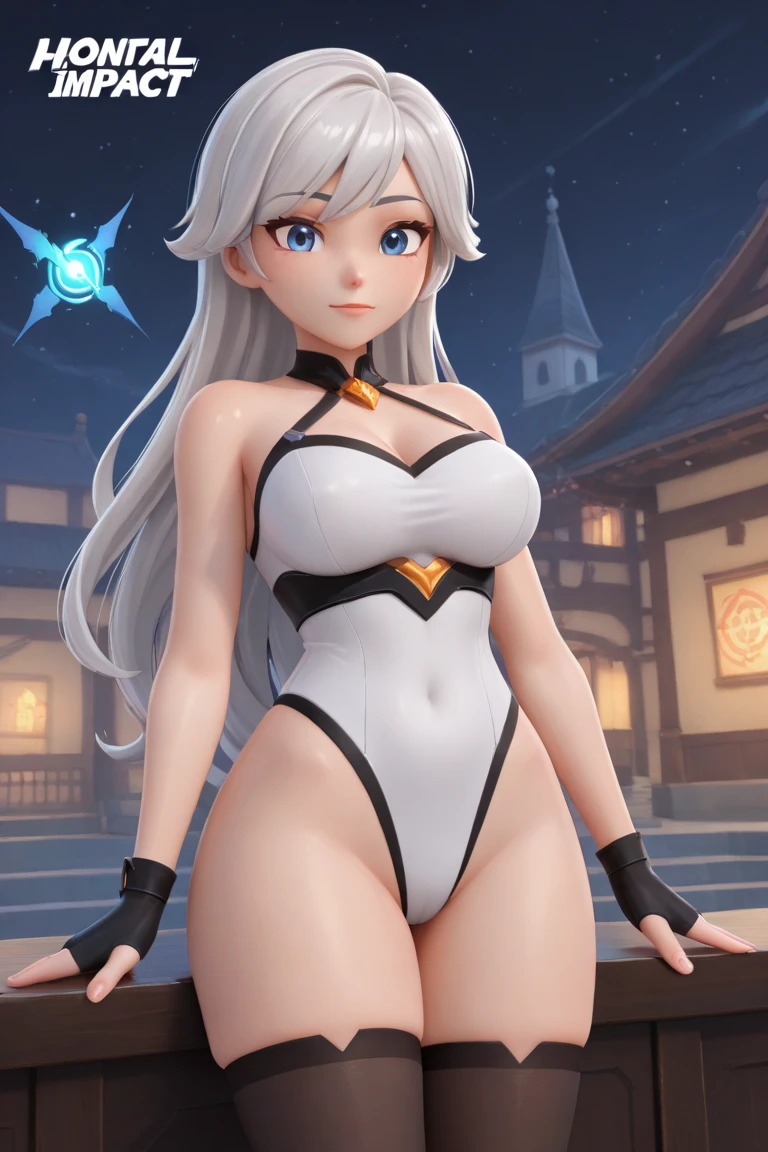 A woman in a white bikini and white stockings poses for a photo, Anime girl cosplay, Anime goddess, cosplay, elegant glamourous cosplay, Anime cosplay, Japanese goddess, Beautiful goddess, seductive anime girls, full-cosplay, Gorgeous Role Play, glamourous cosplay, cosplay foto, Ayaka cosplay, Beautiful teenage girl, a beautiful fantasy empress, dressed in a beautiful white, revealing outfit,(Big red snowflake tattoo on the lower abdomen)
