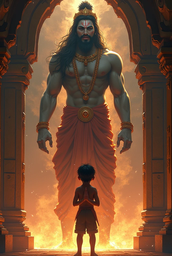 Hanuman god blessing a boy