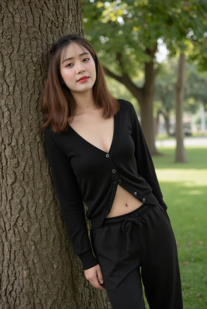 old girl, short black hair, black underwear, whole body, black strap blouse, forest, arrows