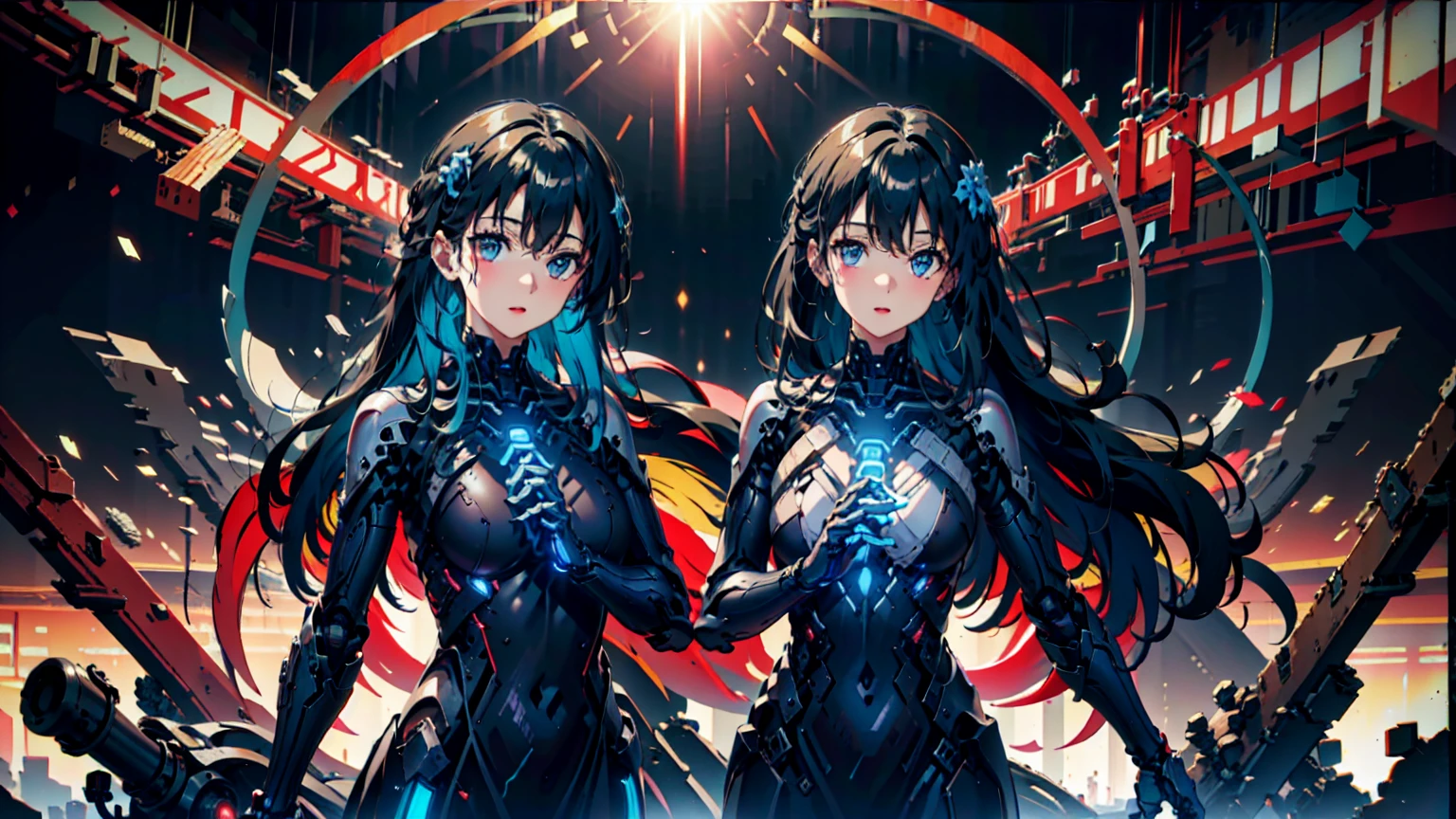 anime characters in a scene with a planet in the background, girls frontline universe, from arknights, from the azur lane videogame, characters from azur lane, arknights, from girls frontline, girls frontline cg, perfect android girl family, girls frontline style, fine details. girls frontline, visual novel cg, girls frontline, azur lane style