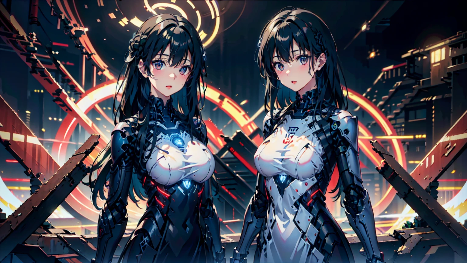 8K 4K Beautiful images masterpiece Super high quality wallpaper beautiful woman super beautiful Ultra high resolution end of the century near future Skyscrapers cyber- knife mechanical mask machine arm cyber-ウェポン cyber-マシンナリー cyber-ウォーリア breast enhancement blue eyes mask