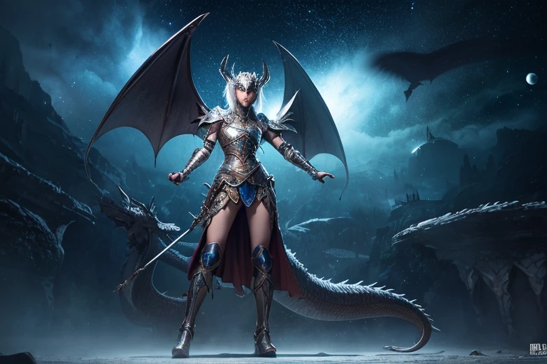 Emphasis on Western female dragon people(Stunning beauty,Need),Emphasis on heterochromic vertical pupils(One purple and one green),Emphasize the pupil of Medusa,Emphasis on silvery-white hair,Emphasis on Dream Dragon Wings,Emphasize that the whole body is wrapped in white dragon scales,Emphasize the purple lightning in the eyes,Emphasis on sharp dragon claw hands,(Very detailed CG unity 8K wallpaper,tmasterpiece,best qualtiy,ultra - detailed,beatiful detailed eyes:1.2),best illuminate,(The best shadow,Extremely refined and beautiful,full bloom),(1girll:1.4),独奏,Emphasize the whole body weird tattoo(Flowers on the other side of the world,Full Covered),(Colorful dragon:1.4),A natural killer,Enchanting danger,Emphasize the perfect combination of dragon and human characteristics,Emphasis on exquisite costumes and conservative women's forms(Be proud,Ruthless,Work with your heart,Insidious and cunning,Good at hiding)