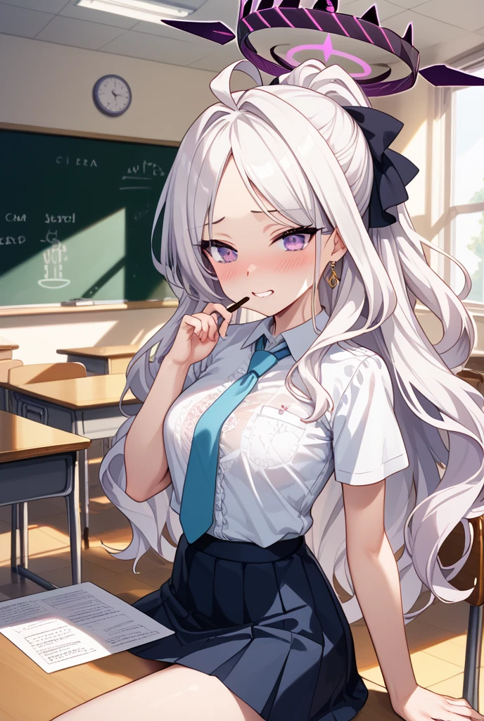 Cum on the face of the beautiful gal Ayaka in the school classroom