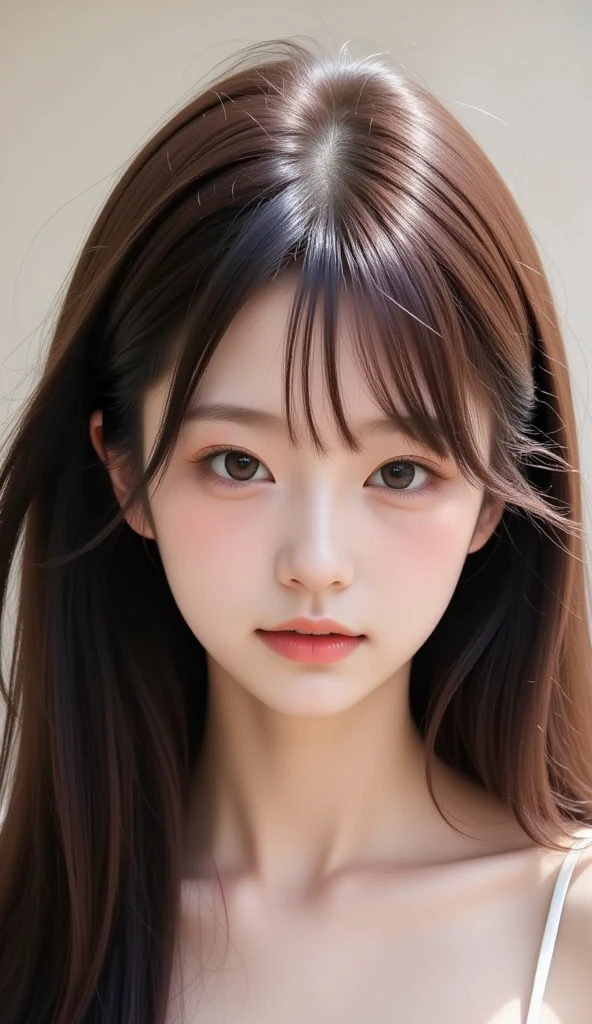 a young South Korean woman aged 24, she has a small, well-proportioned face with delicate features in a manhwa art
