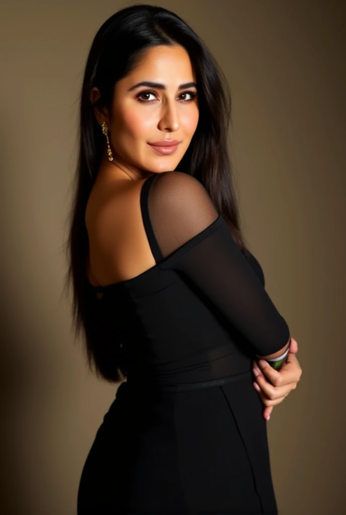 a close up of a woman in a black dress posing, photo from vogue magazine, halter neck, doing an elegant pose, black gown, indian super model, edited, stylish pose, stunning elegant pose, cut out, flawless structure, regal pose, revealing stylish dress, photoshoot, she is wearing a black dress, by Rodney Joseph Burn, glamorous pose, freida pinto