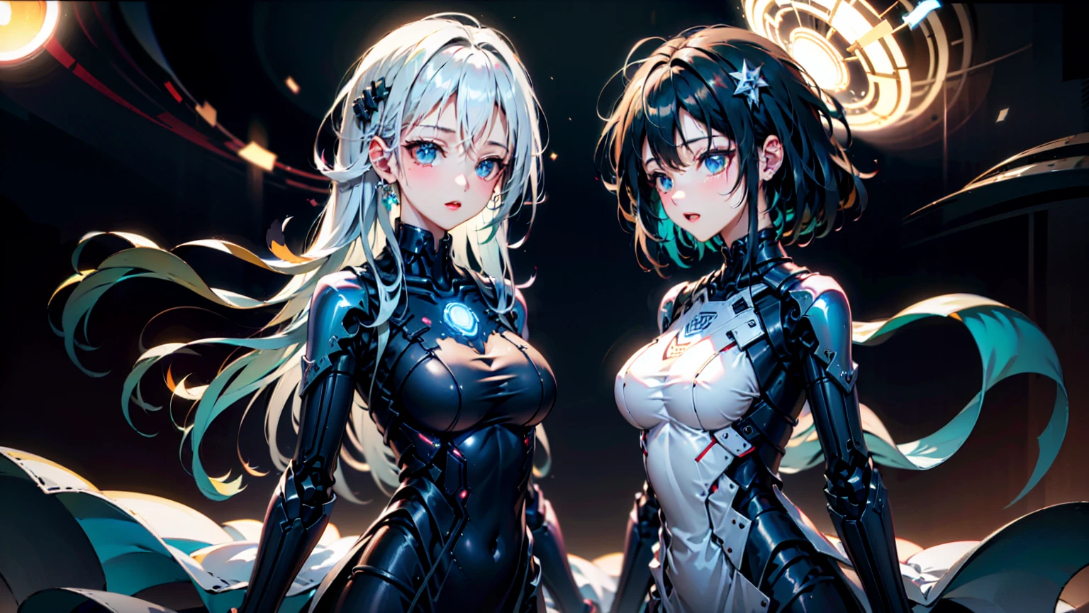 anime characters in a scene with a planet in the background, girls frontline universe, from arknights, from the azur lane videogame, characters from azur lane, arknights, from girls frontline, girls frontline cg, perfect android girl family, girls frontline style, fine details. girls frontline, visual novel cg, girls frontline, azur lane style