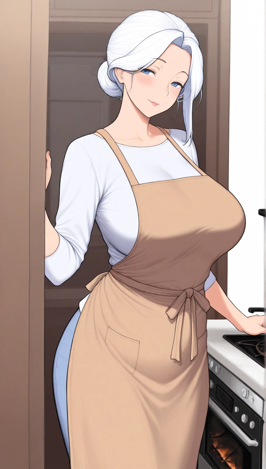 1girl,solo,blush,cowboy shot,<lora:zemimama_xl:1>,zemimama,(ladle:1.1),best quality,