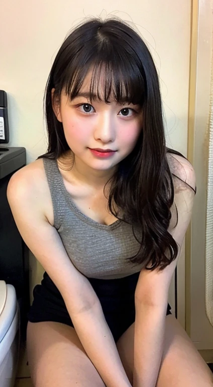 smile、(((ultimate beauty portrait)))、((glowing skin))、1 girl、Beautiful Japanese 15 year old girl、bright look、((brown hair))、()、(ruffle skirt:1.5)、((Big eyes that shine like jewels))、cardigan、open your clothes、plat、radiant and radiant skin、(medium hair)、(silk ponytail)、( permanent)、(from below)、under the skirt、(from below看内衣的特写)、eyeliner、beautiful bangs、hair between eyes、((masterpiece、quality、Super detailed、movie light、intricate details、High resolution、very detailed))、this background、8 cool、Digital single-lens reflex camera、soft light、高quality、film grain、XT3 、shallow vision deep vision、natural soft light、Kamimei、plump bust