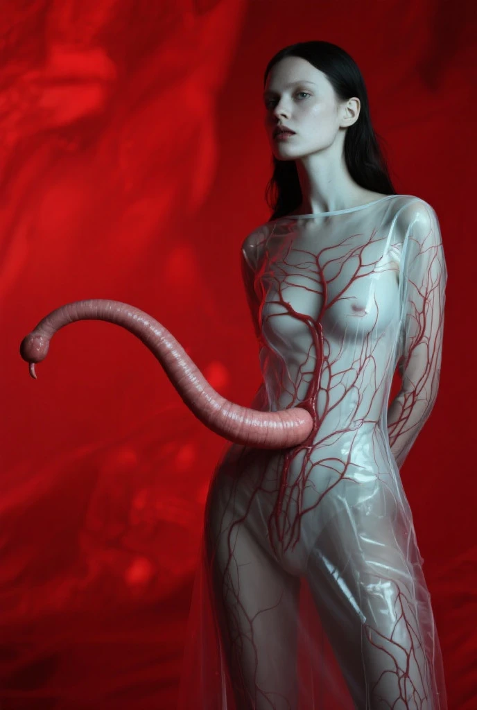((True best masterpiece, Ultimately perfect quality, Extremely delicate details)), ((Grotesque, Fleshy, Parasitism)), ((Wounds, Lacerations, Cysts, Tumors, Organs, Genitalia, Spines, Nodes, Mucus, Claws)), A slander girl, With small bust, With light gray hair, Wears worn out fabric, Was parasitized, Parasites, Tentacles