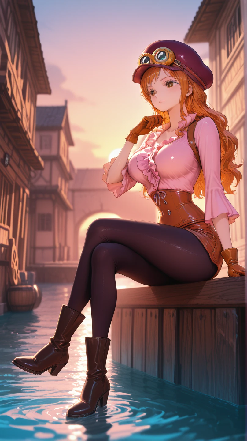 ((22year old、Russian、Beautie、Pirate Empress、Extraordinary Beauty:1.8))、(orange color hair、Longhaire、bob cuts、Curled Hair:1.7)、((maikurobikini:1.9))、(Pose like a model、Spread your legs apart、spreads both leg:1.6)、(laying on back、lie down:1.5)、((Background with、Mare、Pirate Ship:1.5)),((smile, evil smile:1.6)), Surrealism, high detail, Hyperrealism, film grain, tachi-e, parkle, UHD, masterpiece, ccurate, anatomically correct, textured skin, super detail, high details, high quality, best quality, highres, 1080P, HD, 8k,((D cup big breasts、Toned belly、Sexy belly、Constricted hips、s ass:1.5))