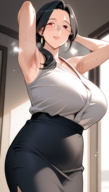 NSFW:1.3. High ponytail:2.4 8 heads A beautiful woman with a small face and a slender figure Full body view Taking off bra:1.3 Taking off a black skirt:1.3 Her cute white lace underwear is completely visible:1.3 tall women:1.9 (((Sleeveless shirt with the front open, white bra, white underwear:1.3))) (((Slouching, sweating, glaring Sulky mouth, wrinkled brows, flushed cheeks))), (White sleeveless shirt, bare neck, collarbone visible, bare chest:1.3) (night:1.3. Apartment Room) (((Short black hair ponytail:1.3 Straight hair Sweep your bangs to the side:1.9 Slanted eyes Brown eyes Tall Big breasts Strong Beautiful Cute)))