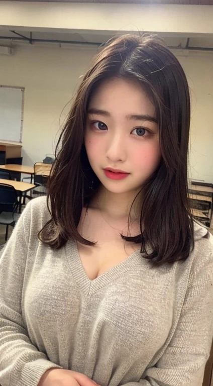 (Highest quality, 8K, 32k, masterpiece, Ultra-high resolution:1.2), Cute Japanese Girl, (Huge breasts:1.0), Long black hair, Fuller lips,Natural Makeup,

officeレディー,Sit on a chair,(Black sweater), (company、office),Upper body close-up、

