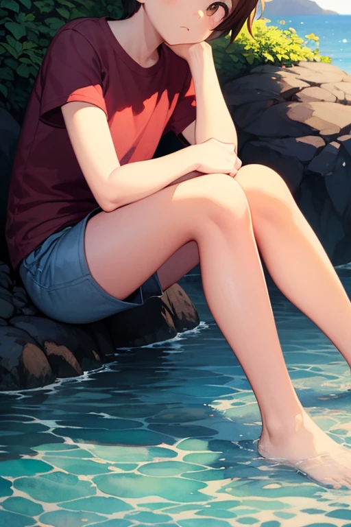 (black hair:1.6), blue eyes, sweating, glowing eyes, heavy breathing, female focus, 1girl, barefoot, sitting, skirt, breasts, shirt, grass, wet, underwear, outdoors, water, feet, tree, short_sleeves, nature, large_breasts, solo, pleated_skirt, panties, white_shirt, wet_clothes, looking_at_viewer, collarbone, forest, black_skirt, lips, bare_legs, bra_through_clothes, blush, wet_shirt, toes, black_panties, see-through, "long shot scenic professional photograph of {prompt}, perfect viewpoint, highly detailed, wide-angle lens, hyper realistic, with dramatic sky, polarizing filter, natural lighting, vivid colors, everything in sharp focus, HDR, UHD, 64K", anime coloring, anime screencap, sweating, steaming body, fog,