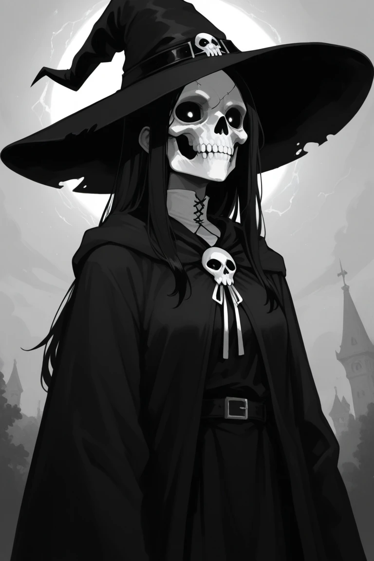 Creepy and too tall ATTRACTIVE man
Mouth that appears to be sewn
Gray skin
Long gray hair
Only black brown and yellow colors
Completely black eyes with yellow pupils in the shape of an ''x''
A black flower as the left eye
Prominent hat decorated with horns and black flowers
Penetrating gaze,
Long, elegant, dark and mysterious clothing, equally long cape, flowers on both hips, decorating her clothing